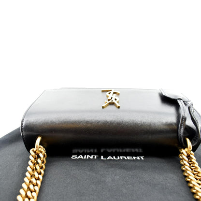 YVES SAINT LAURENT Monogram Sunset Medium Leather Shoulder Bag Black