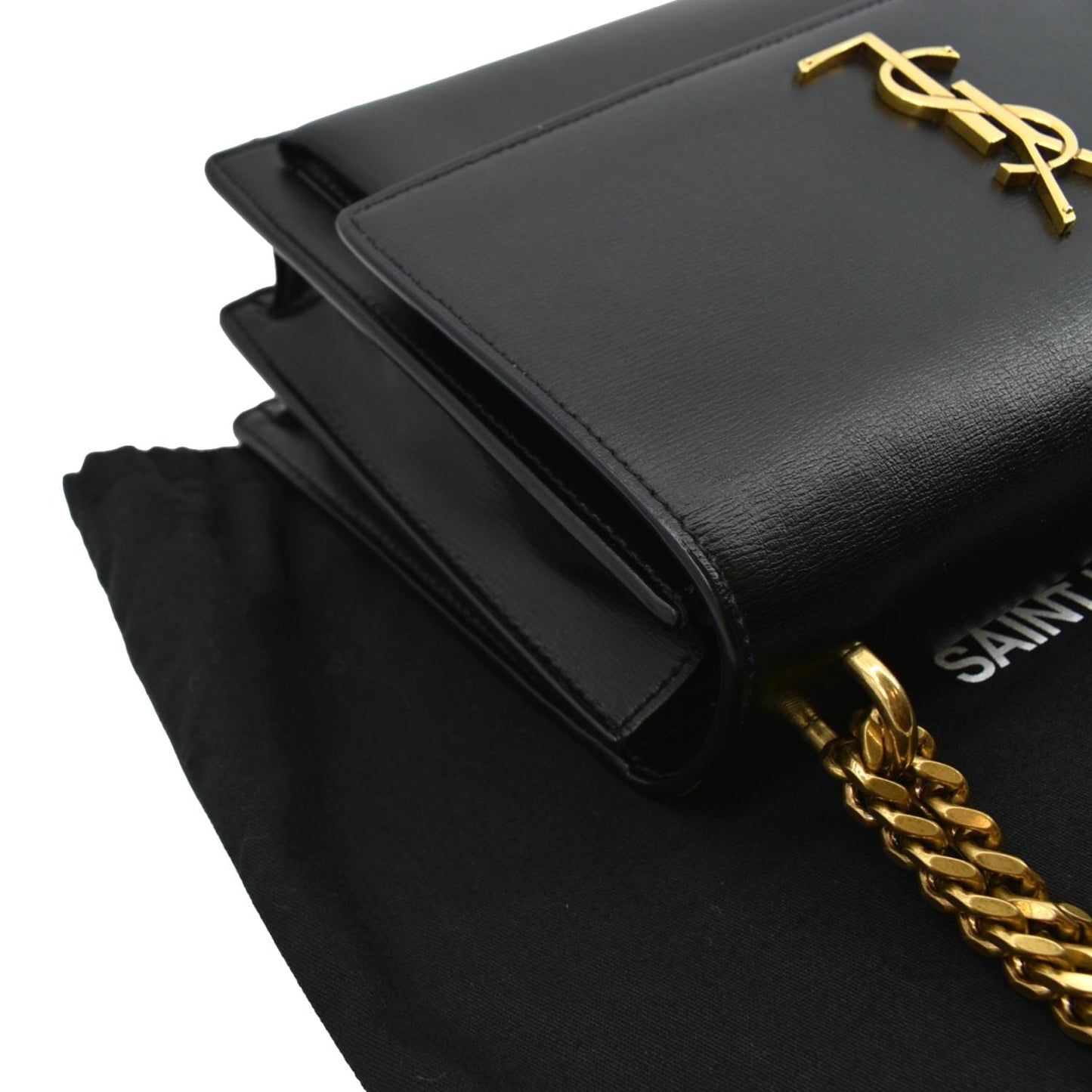 YVES SAINT LAURENT Monogram Sunset Medium Leather Shoulder Bag Black