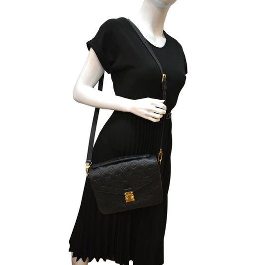 LOUIS VUITTON Metis Pochette Empreinte Leather Crossbody Bag Black