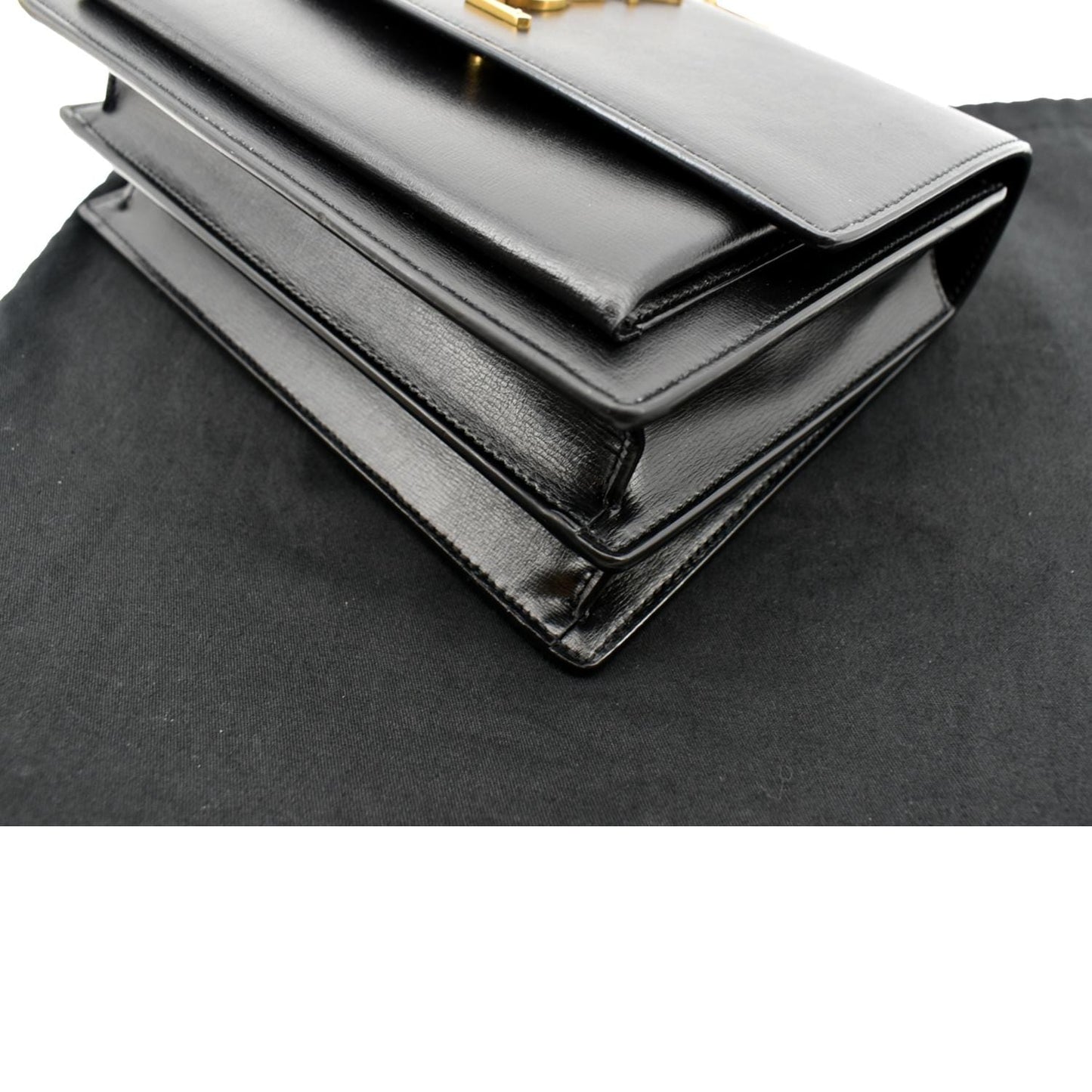 YVES SAINT LAURENT Monogram Sunset Medium Leather Shoulder Bag Black