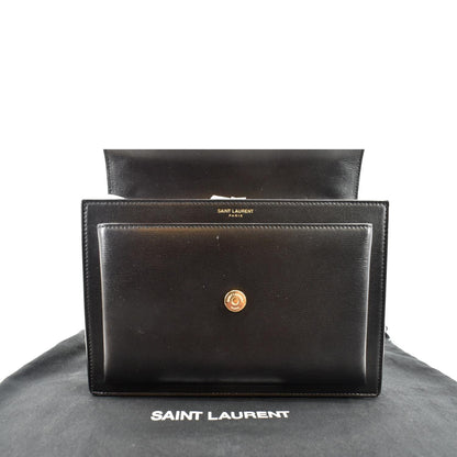 YVES SAINT LAURENT Monogram Sunset Medium Leather Shoulder Bag Black