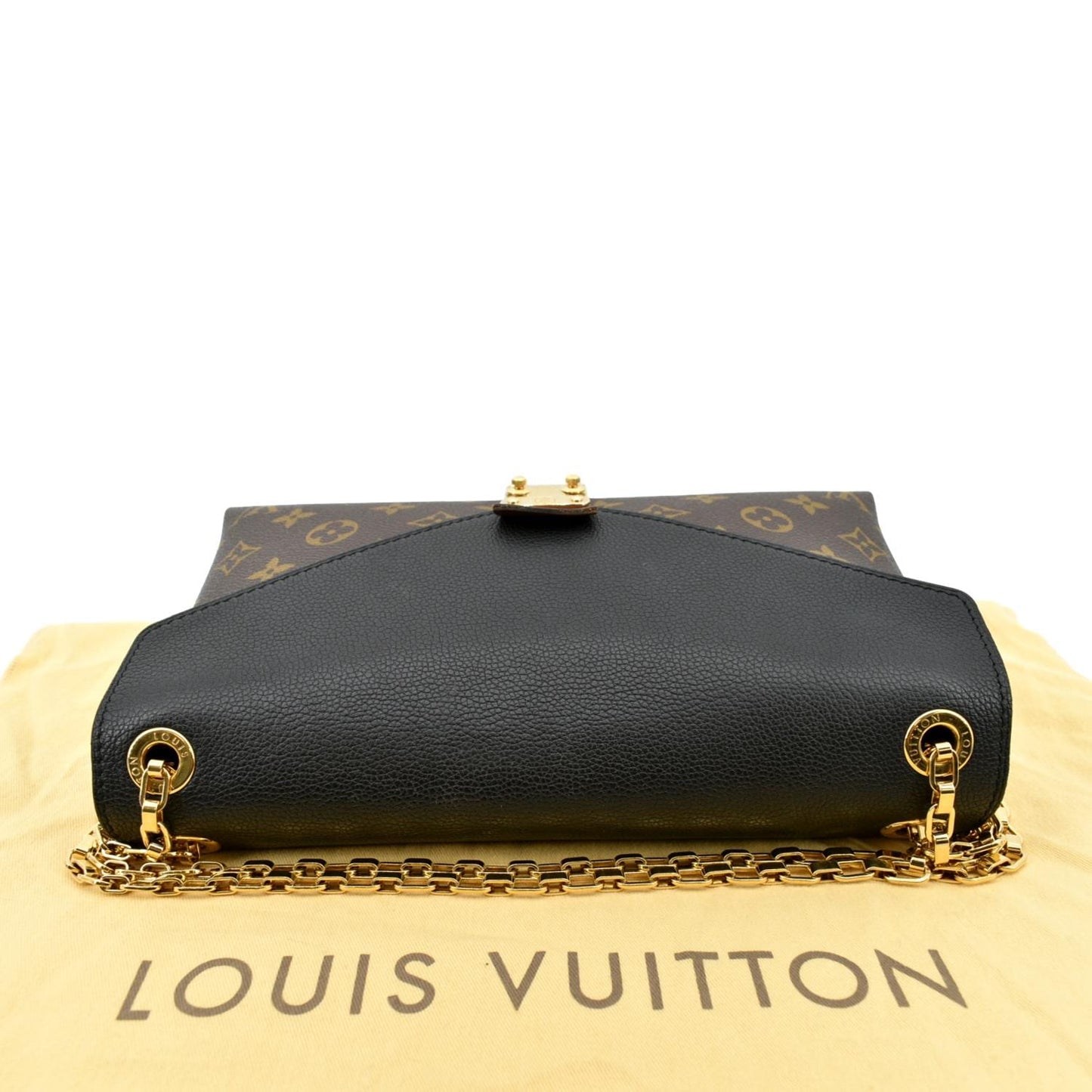 LOUIS VUITTON Pallas Chain Monogram Canvas Crossbody Bag Brown
