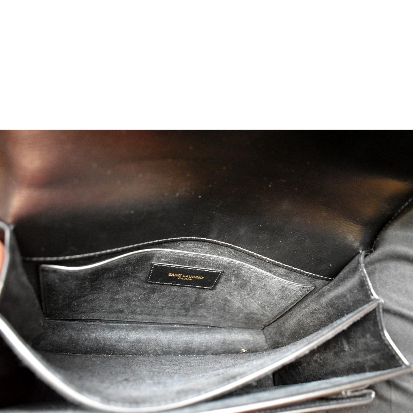 YVES SAINT LAURENT Monogram Sunset Medium Leather Shoulder Bag Black