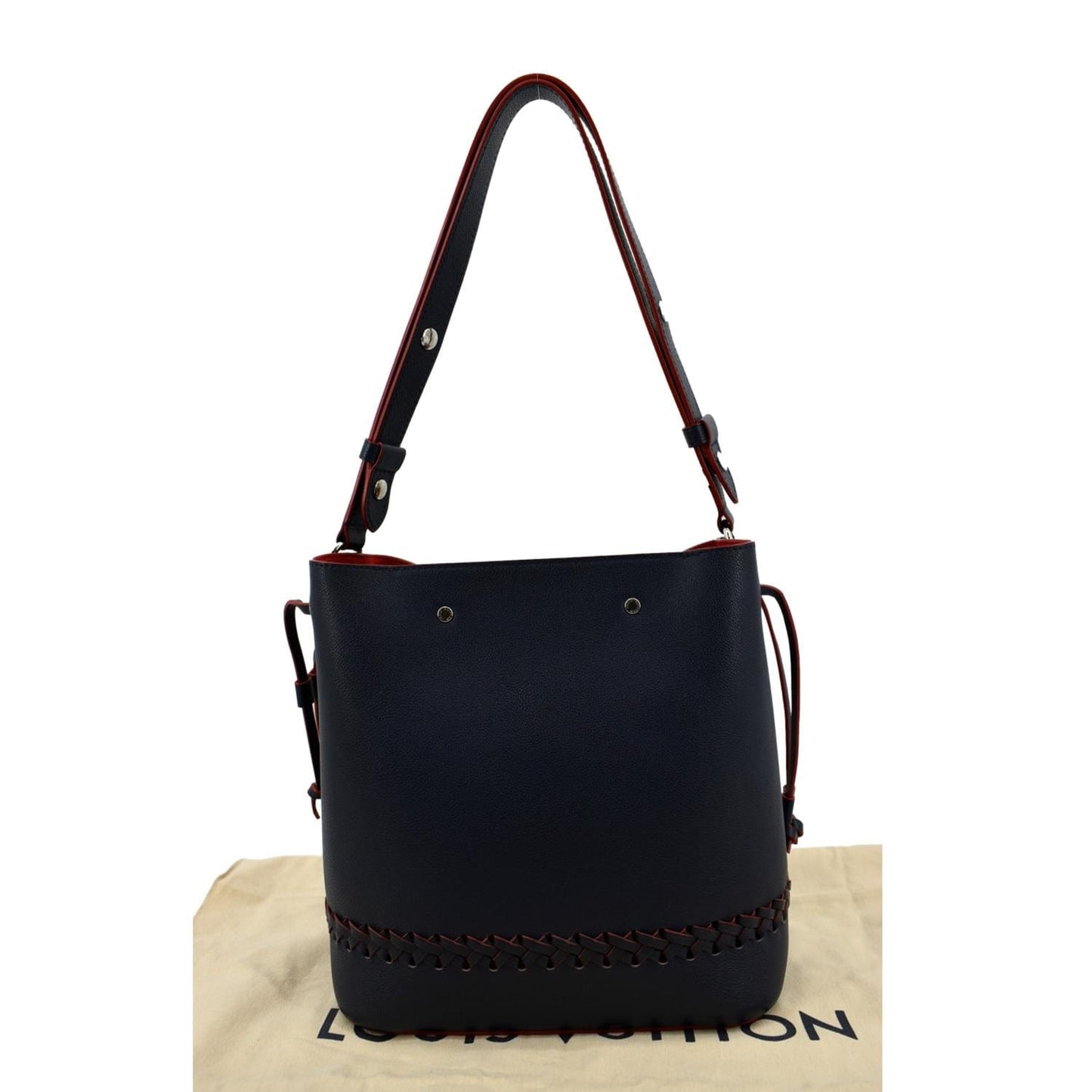 LOUIS VUITTON Lockme Bucket Calf Leather Shoulder Bag Marine Rouge