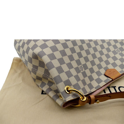 LOUIS VUITTON Graceful PM Damier Azur Shoulder Bag White