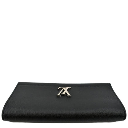 LOUIS VUITTON Lockme II Calfskin Leather Wallet Black