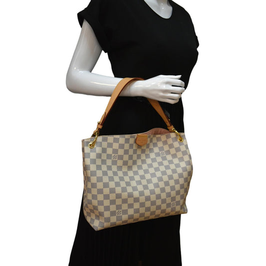 LOUIS VUITTON Graceful PM Damier Azur Shoulder Bag White