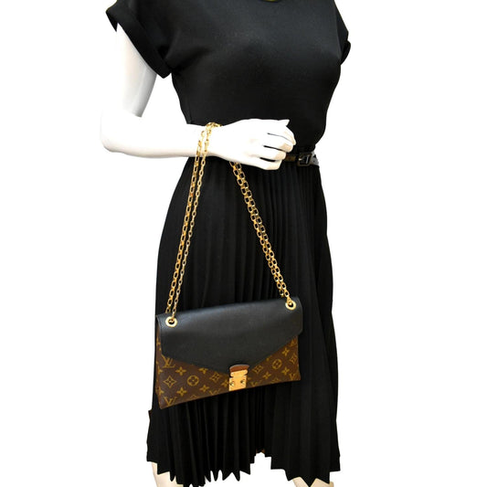 LOUIS VUITTON Pallas Chain Monogram Canvas Crossbody Bag Brown