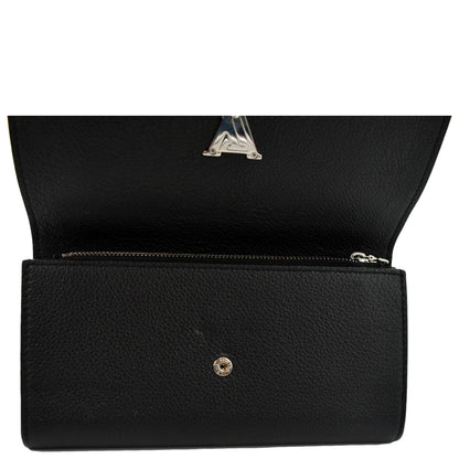 LOUIS VUITTON Lockme II Calfskin Leather Wallet Black