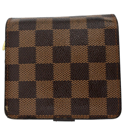 LOUIS VUITTON Bifold Compact Zip Damier Ebene Wallet Brown