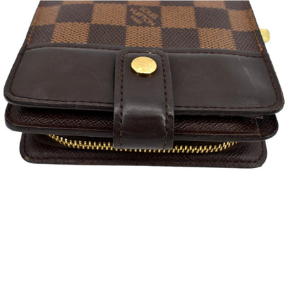 LOUIS VUITTON Bifold Compact Zip Damier Ebene Wallet Brown