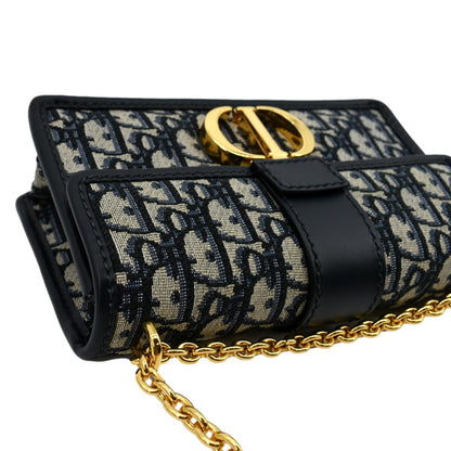 CHRISTIAN DIOR 30 Montaigne Oblique Jacquard Crossbody Bag Blue