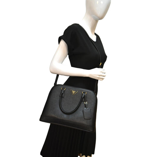 PRADA Lux Medium Promenade Saffiano Leather Shoulder Bag Black  - New Year Deals