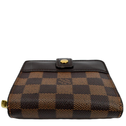 LOUIS VUITTON Bifold Compact Zip Damier Ebene Wallet Brown