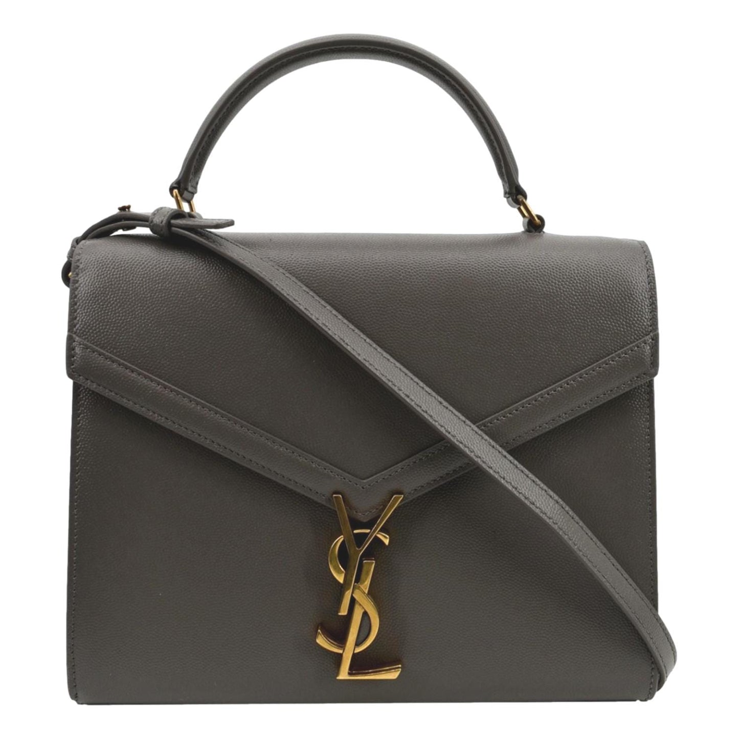 YVES SAINT LAURENT Cassandra Medium Calfskin Leather Shoulder Bag Fog