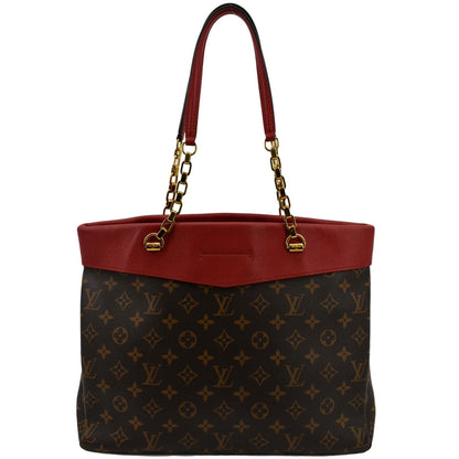 LOUIS VUITTON Pallas Shopper Chain Monogram Canvas Shoulder Bag Brown