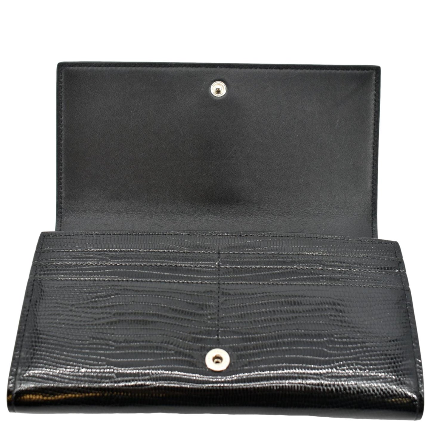 Yves Saint Laurent Embossed Leather Wallet Black