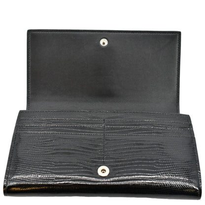 Yves Saint Laurent Embossed Leather Wallet Black