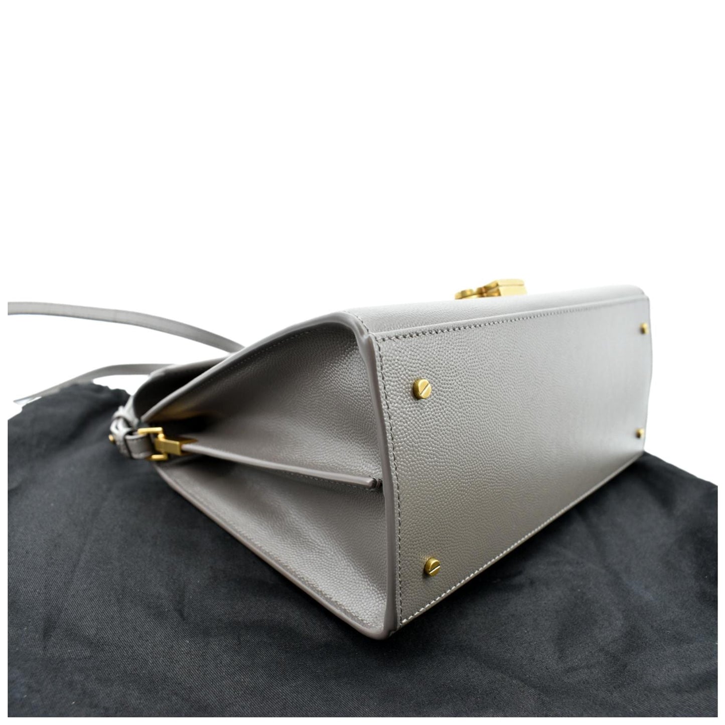 YVES SAINT LAURENT Cassandra Medium Calfskin Leather Shoulder Bag Fog