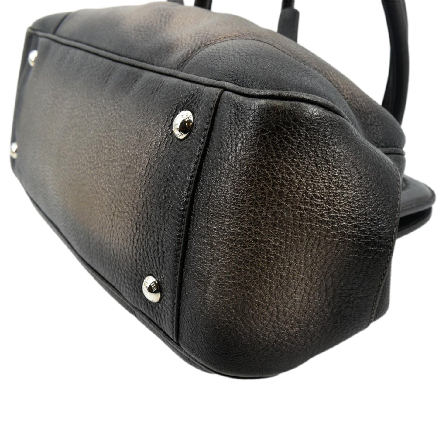 PRADA Gradient Antik Frame Leather Satchel Bag Bronze Metallic