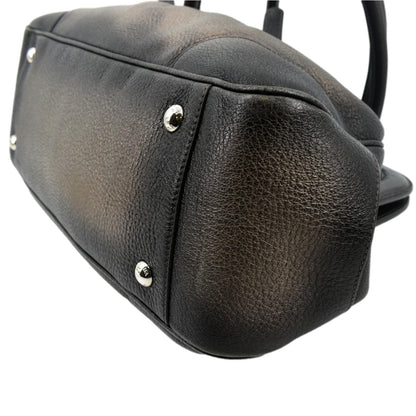 PRADA Gradient Antik Frame Leather Satchel Bag Bronze Metallic