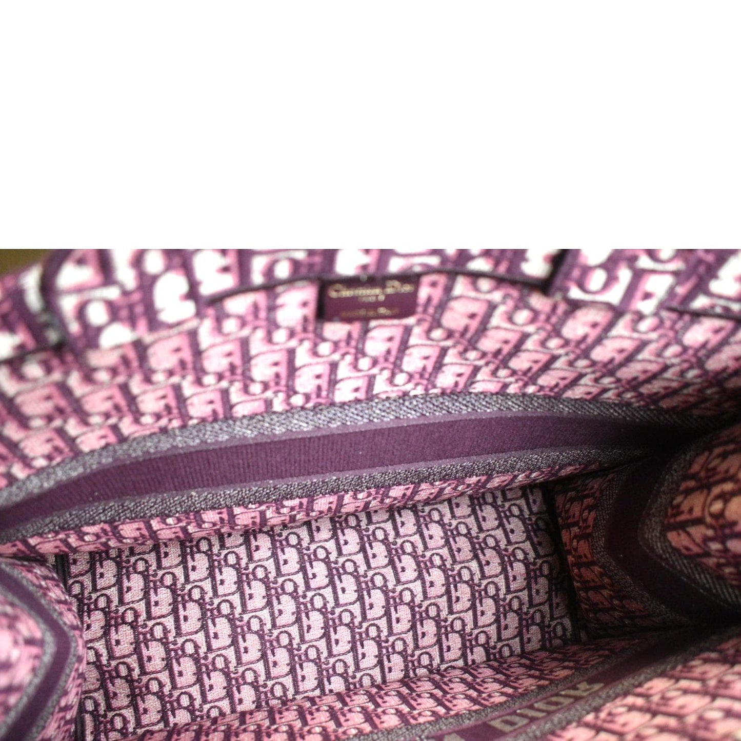 CHRISTIAN DIOR Book Oblique Embroidered Canvas Tote Bag Burgundy