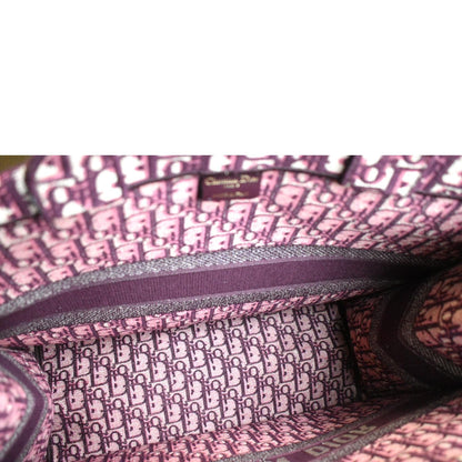 CHRISTIAN DIOR Book Oblique Embroidered Canvas Tote Bag Burgundy