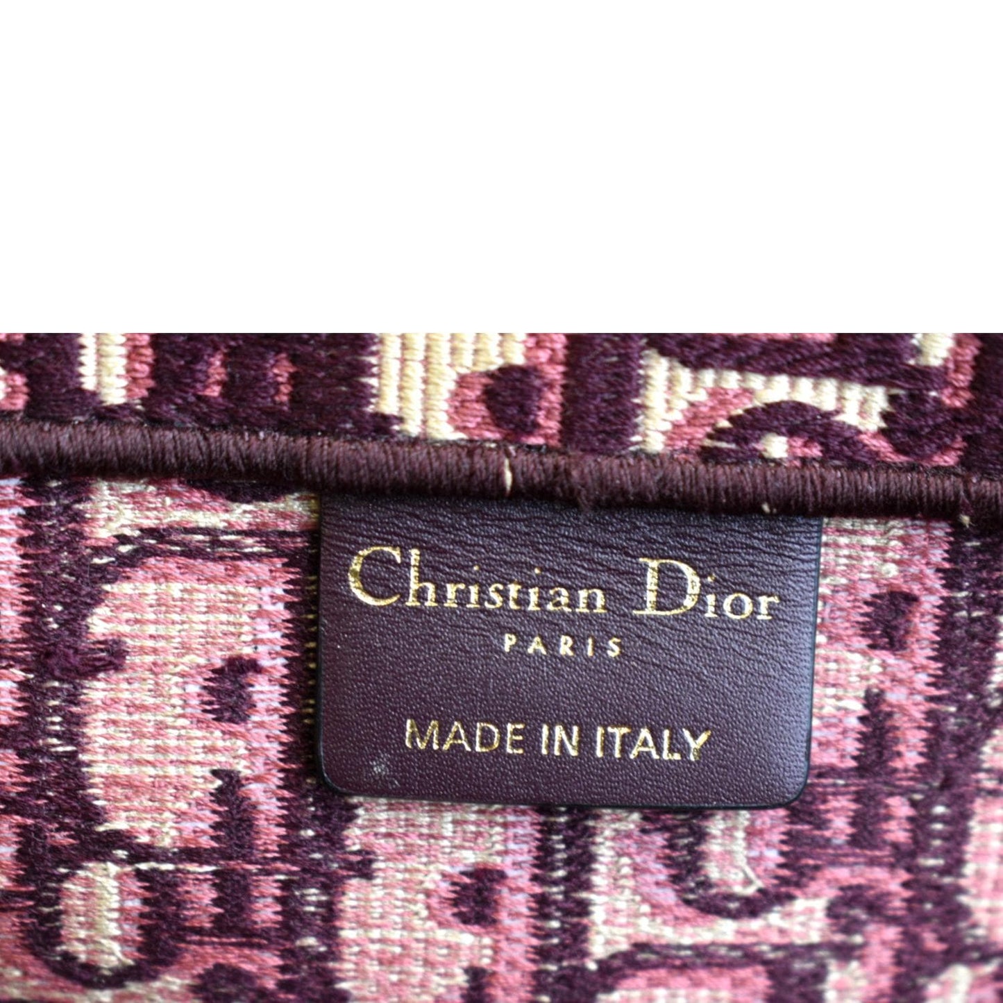CHRISTIAN DIOR Book Oblique Embroidered Canvas Tote Bag Burgundy