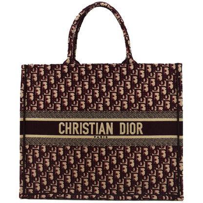 CHRISTIAN DIOR Book Oblique Embroidered Canvas Tote Bag Burgundy