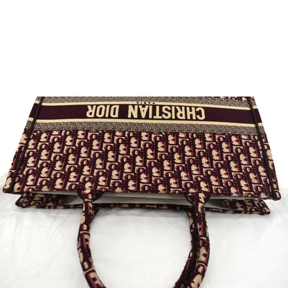 CHRISTIAN DIOR Book Oblique Embroidered Canvas Tote Bag Burgundy