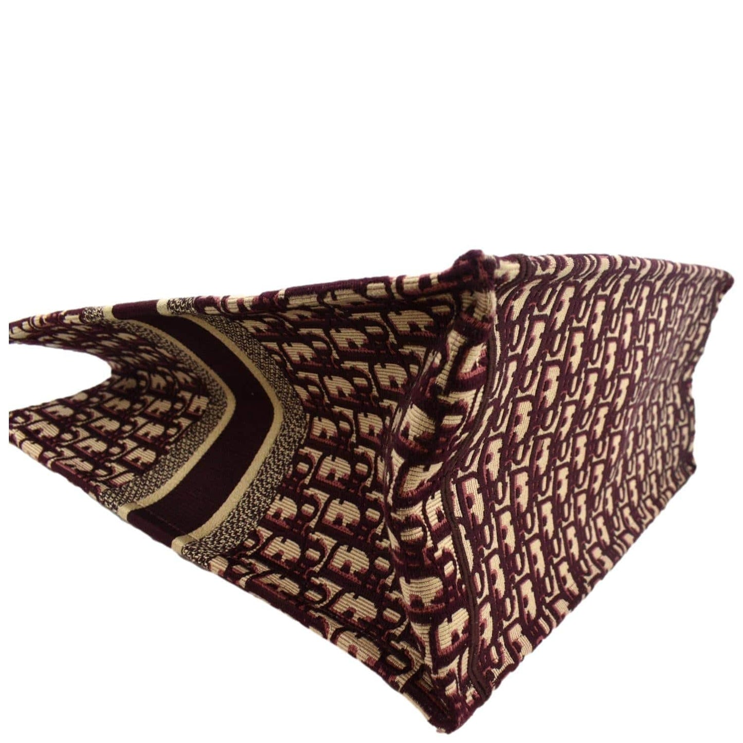 CHRISTIAN DIOR Book Oblique Embroidered Canvas Tote Bag Burgundy