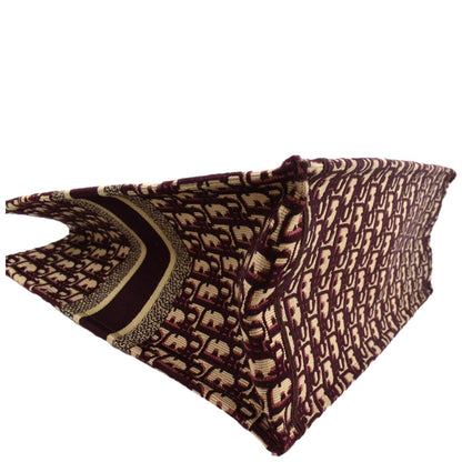 CHRISTIAN DIOR Book Oblique Embroidered Canvas Tote Bag Burgundy