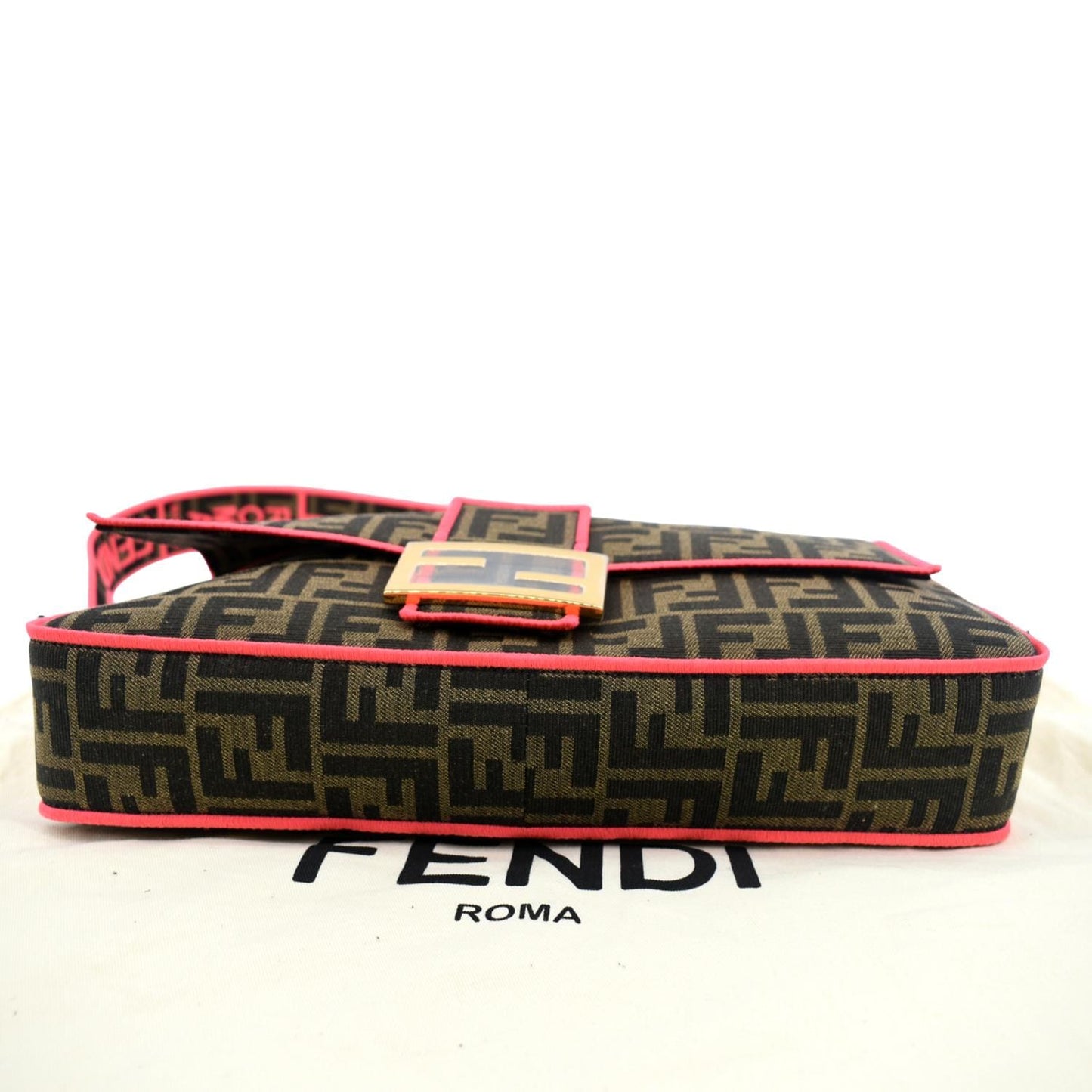 FENDI FF Roma 1974 Jacquard Canvas Shoulder Bag Pink - Hot Deals