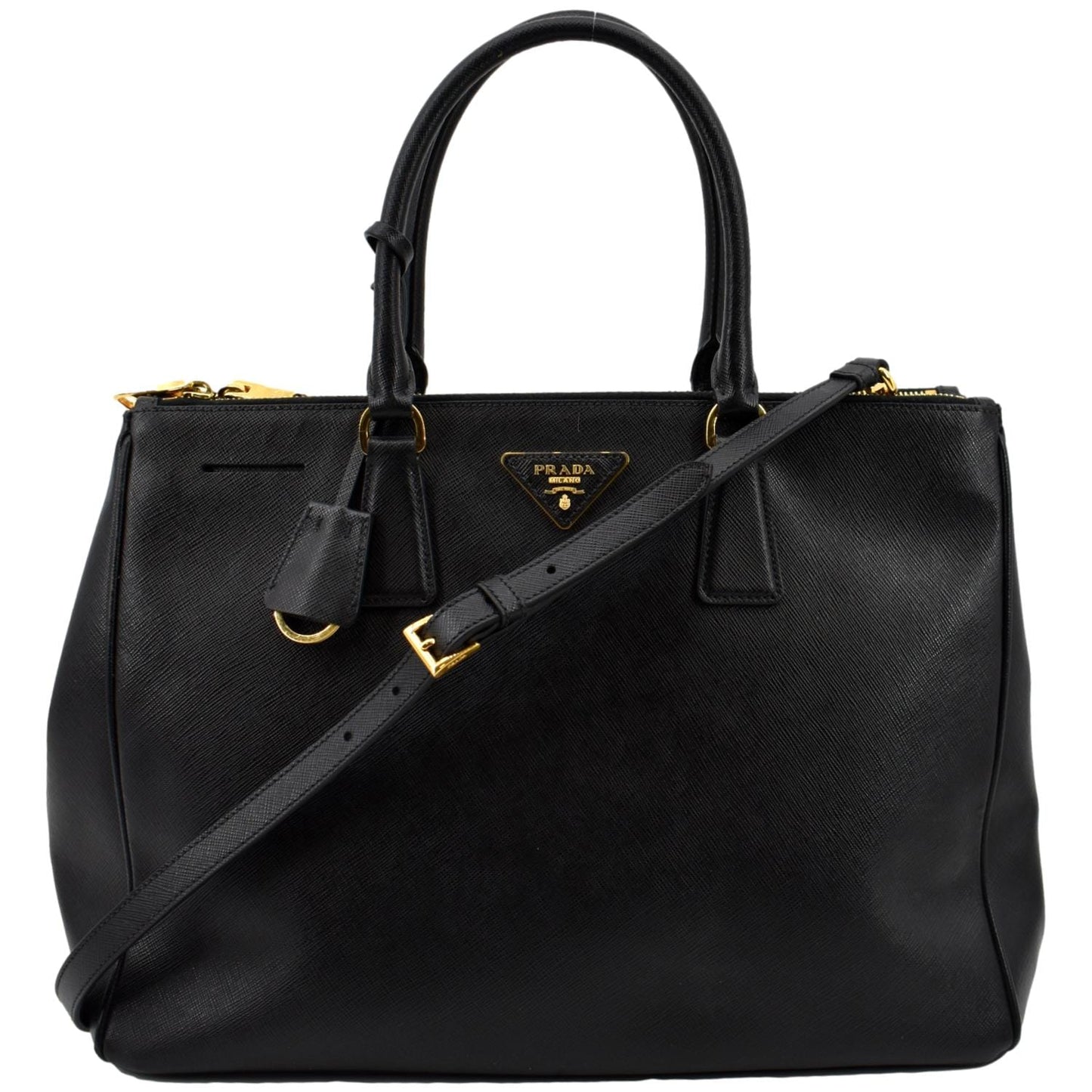 PRADA Galleria Large Saffiano Leather Tote Shoulder Bag Black