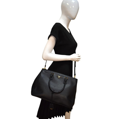 PRADA Galleria Large Saffiano Leather Tote Shoulder Bag Black