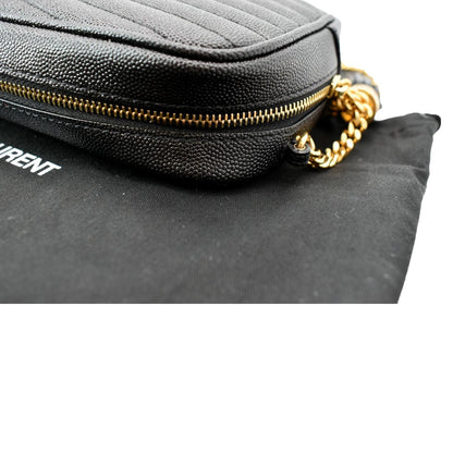 YVES SAINT LAURENT Mini Lou Leather Camera Crossbody Bag Black