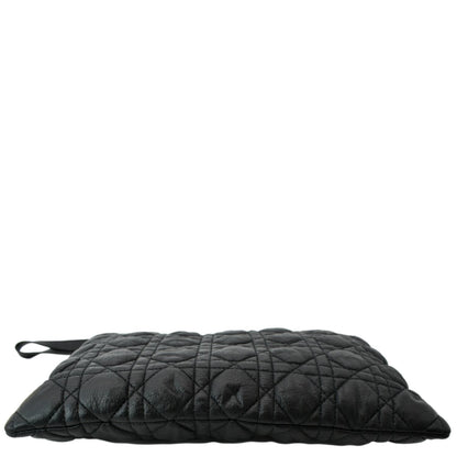 CHRISTIAN DIOR Caro Daily Cannage Calfskin Zipped Pouch Black