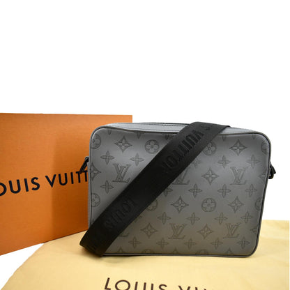 LOUIS VUITTON Duo Messenger Monogram Shadow Leather Shoulder Bag Grey