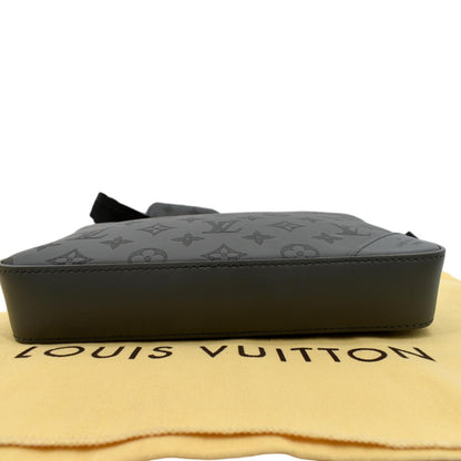 LOUIS VUITTON Duo Messenger Monogram Shadow Leather Shoulder Bag Grey