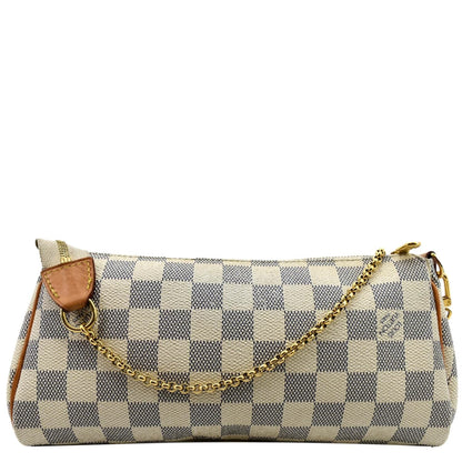 LOUIS VUITTON Pochette Eva Damier Azur Clutch Bag White