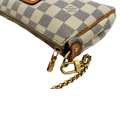 LOUIS VUITTON Pochette Eva Damier Azur Clutch Bag White