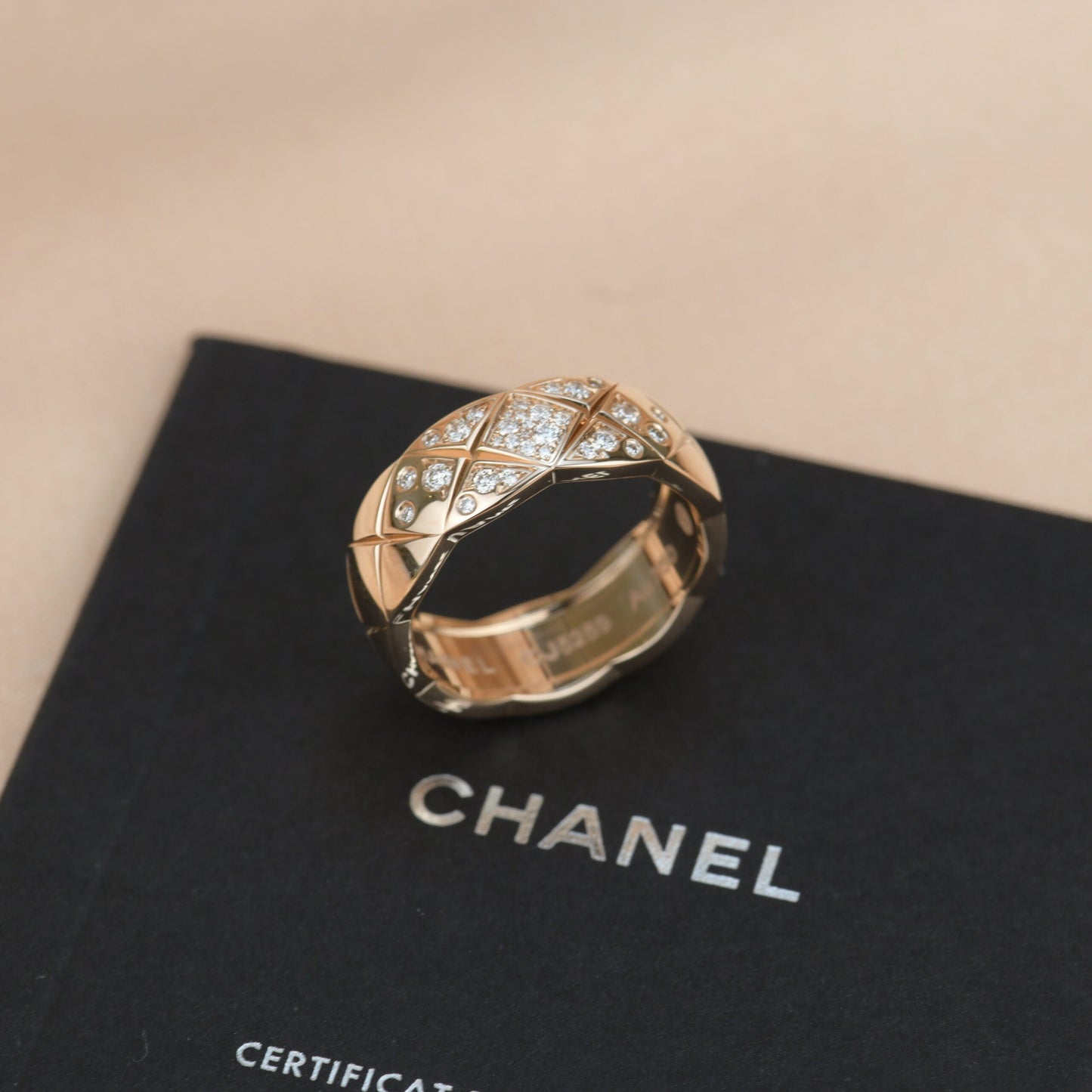 Chanel Small Rose Gold Diamond Coco Crush Ring