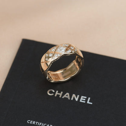 Chanel Small Rose Gold Diamond Coco Crush Ring