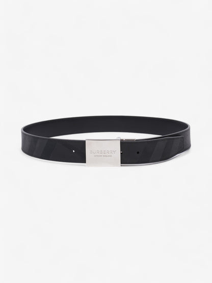 Burberry Reversible Plaque Belt Black / Silver Coated Canvas 85cm / 34"