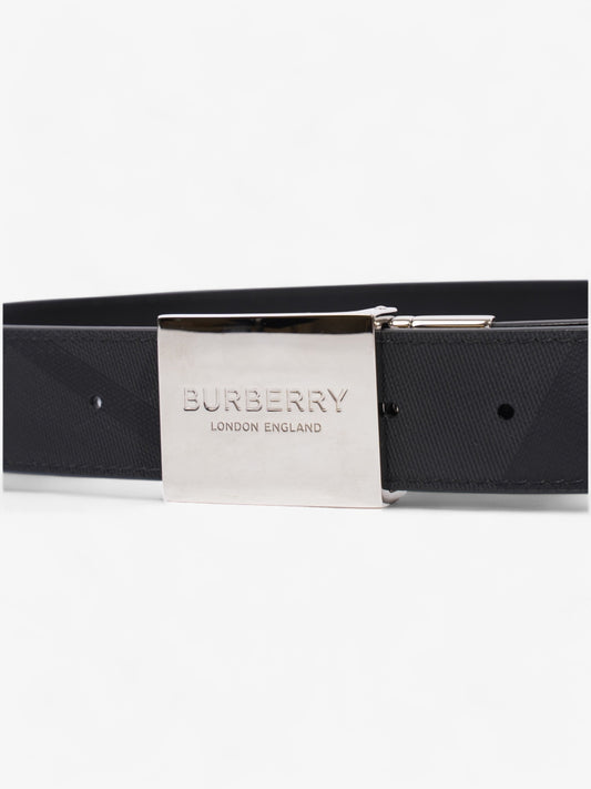 Burberry Reversible Plaque Belt Black / Silver Coated Canvas 85cm / 34"