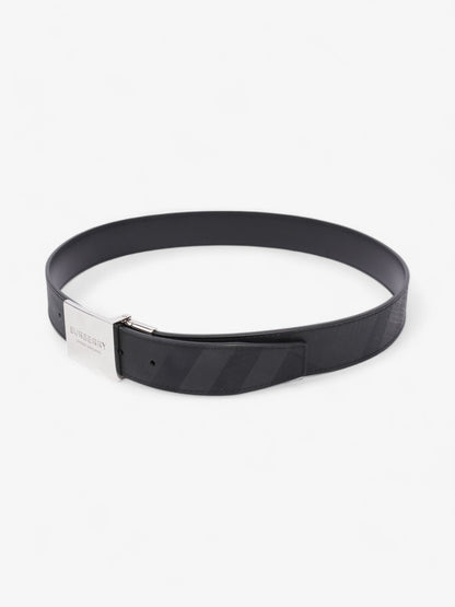 Burberry Reversible Plaque Belt Black / Silver Coated Canvas 85cm / 34"