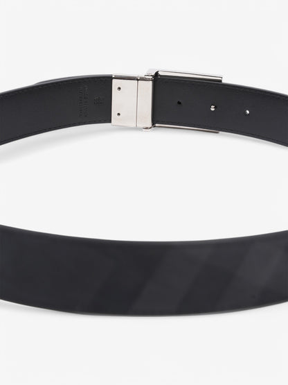 Burberry Reversible Plaque Belt Black / Silver Coated Canvas 85cm / 34"