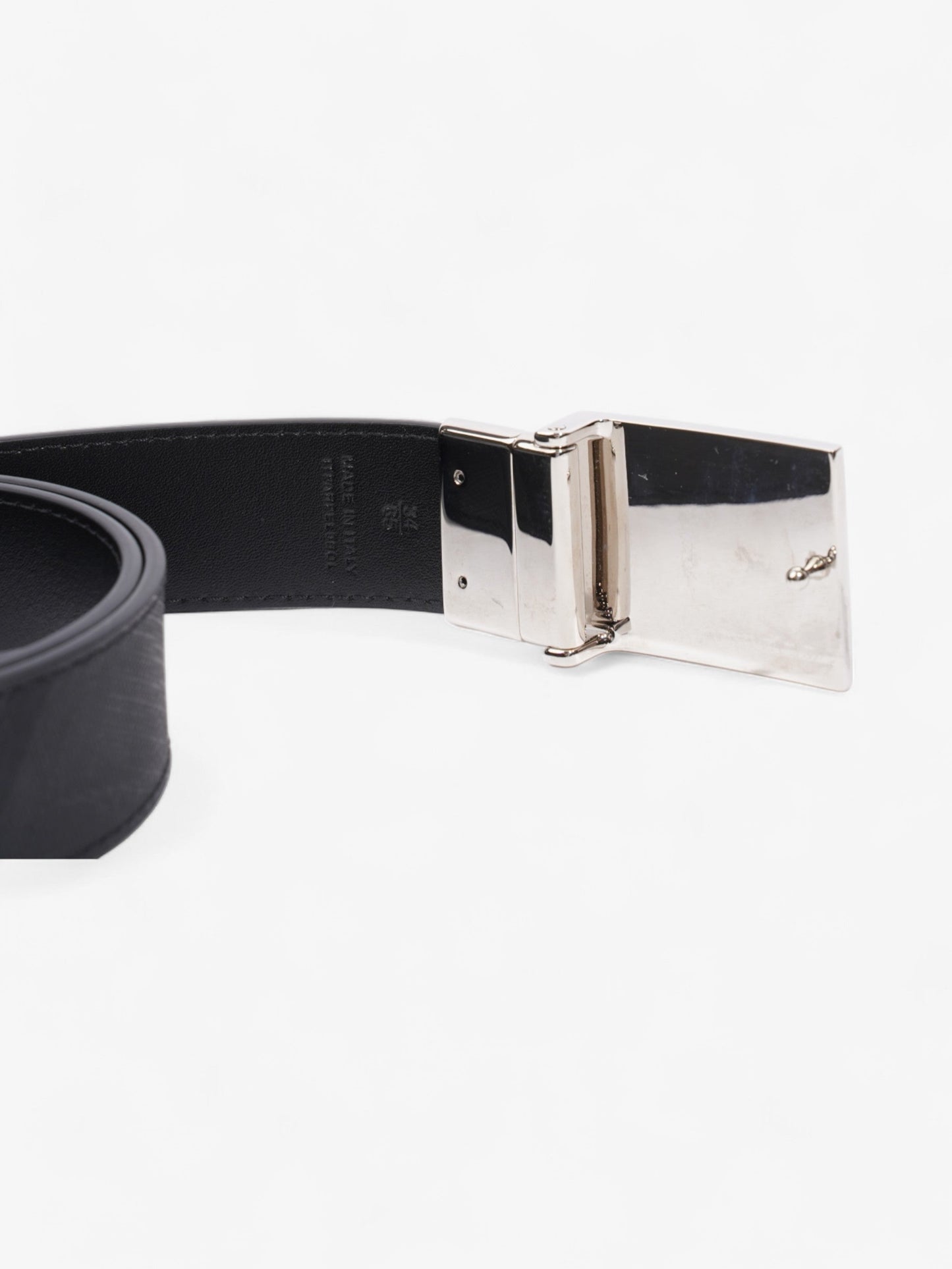 Burberry Reversible Plaque Belt Black / Silver Coated Canvas 85cm / 34"