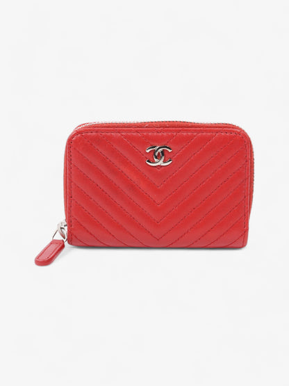 Chanel Zip Around Coin Purse Red Lambskin Leather