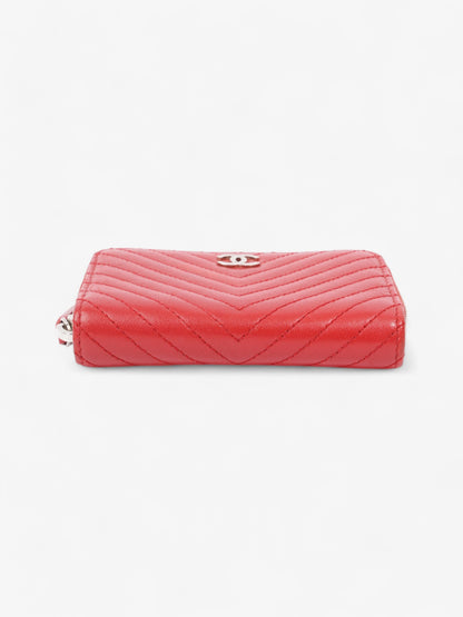 Chanel Zip Around Coin Purse Red Lambskin Leather